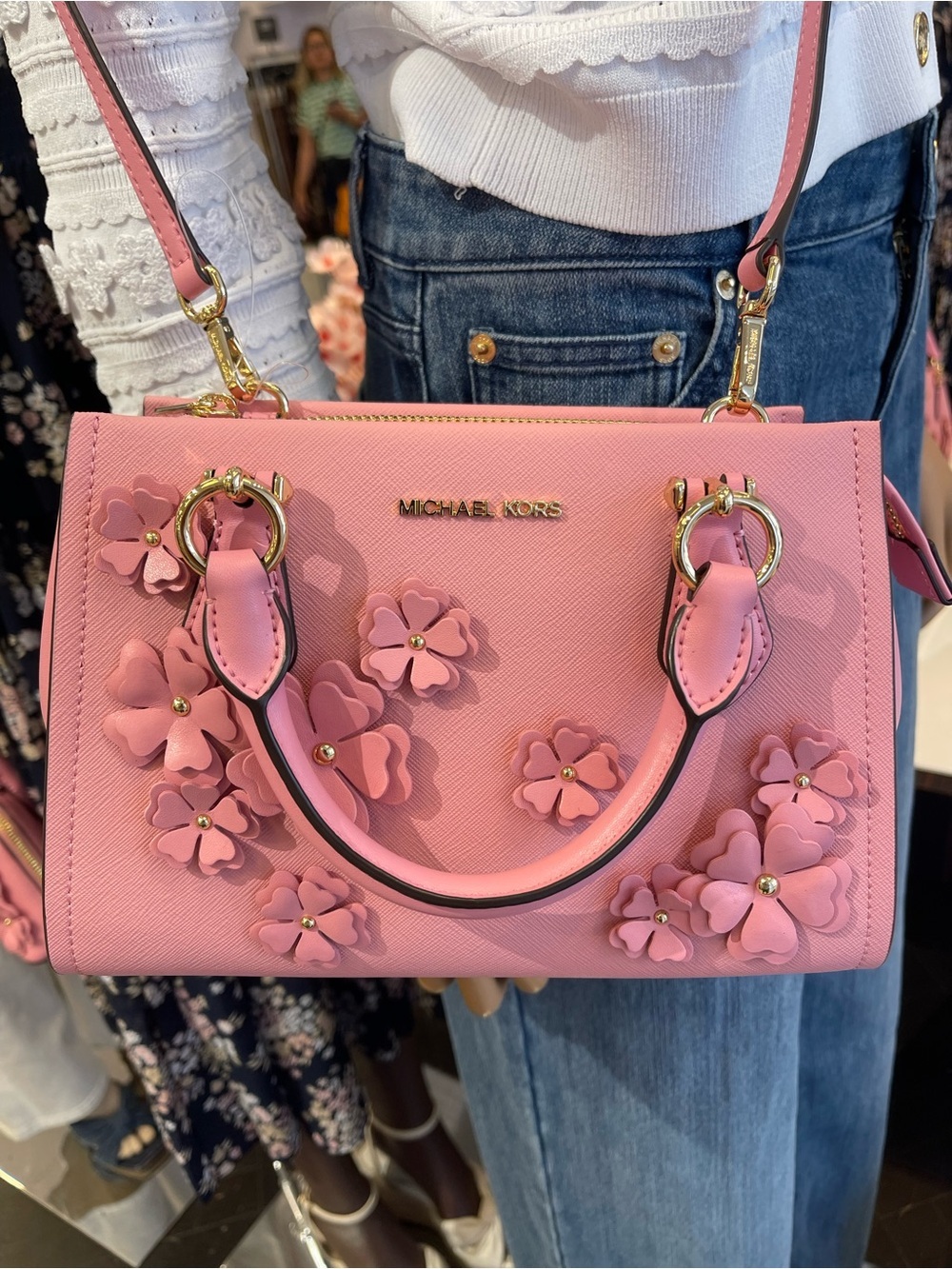 MICHAEL KORS Marilyn Sm Floral Embellished Satchel Messenger Cros
Carnation 
NWT - Picture 8 of 16
